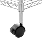 Amazon Basics 3-Shelf Adjustable, Heavy Duty Storage Shelving Unit on 2'' PP Plastic Wheel Casters, Metal Organizer Wire Rack, 23.2" L x 13.4" W x 32.75" H, Chrome