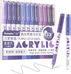 kander Acrylic Gel Pens, 12 Colors Highlighter Acrylic Gel Ink Pens with Bullet Tip,Strong Coverage, Large Ink Capacity, Multi-Purpose Paint Pens for Rock Painting, Crafts, DIY, Art Supplies