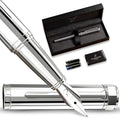Ellington Pens Luxury Fountain Pen Set - Extra Fine Nib- Includes 3 Ink Cartridges, Refillable Ink Converter, Gift Box- Fountain Pens For Writing, Calligraphy, Journaling, Sketching (Silver Sonata)