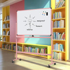 Large Dry-Erase Rolling Magnetic Whiteboard - 48 x 32 Inches Dry Erase Board with Stand Height Adjust Double Sides Mobile White Board Easel on Wheels with 25 Sheets Paper Pad Office, Home & Classroom