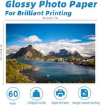 Uinkit 11 x 17 Thick Photo Paper Glossy 11x17 60Sheets 62lb Inkjet Heavyweight 230gsm Gallery show Brochure Pictures Funeral Bulletin Obituary Papers Obituaries Gloss Papers