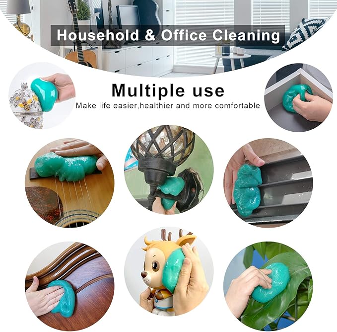 ASFSKY Car Cleaning Gel for Car Detailing Car Cleaning Gel Putty Reusable Keyboard Cleaner Gel Car Putty for Cleaning Dust Universal Cleaning Gel 5 Pack(Green)