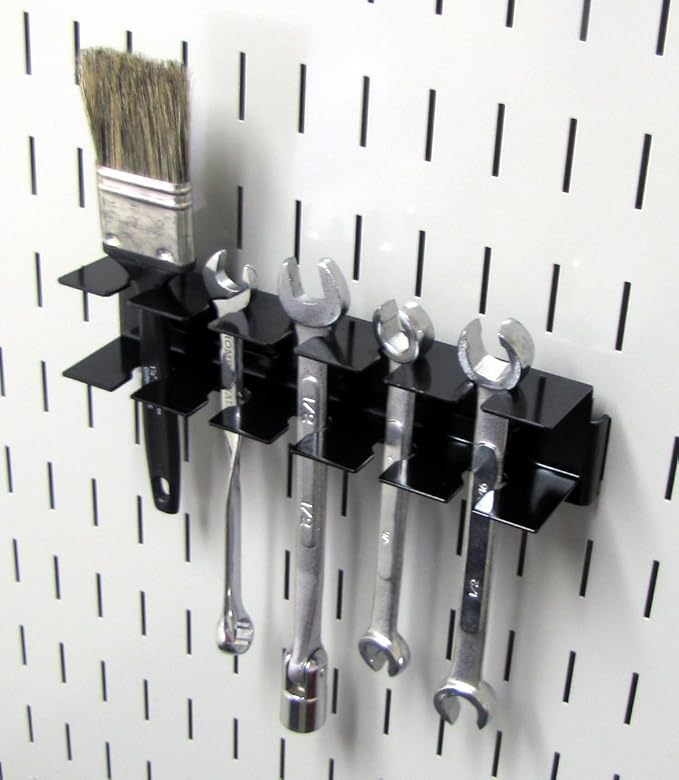 Wall Control ASM-SL-008 B Pegboard Slotted Tool Holder Bracket Slotted Metal Accessory for Wall Control Pegboard Only, Black