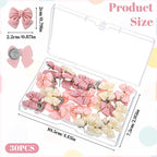 30 Pcs Bow Push Pins, Cute Bow Push Pins, Pink and Cream Yellow Decorative Thumb Tacks for Cork Board, Bulletin Board, Photo Wall, Posters, Map, Office, School Decor (Bows)