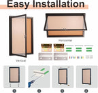 36x24 Inch Lockable Enclosed Bulletin Board, Weather-Resistant Outdoor Noticeboard with Locking Doors, Wall-Mounted Black Aluminum Frame & Cork Presentation Board