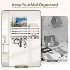 FifthQuarter Key Holder for Wall: Easy Mounted Key Rack and Mail Organizer with Store Shelf and Four Sturdy Keys Hooks Decor in Kitchen|Farmhouse|Entryway|Mudroom (White)
