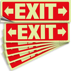 iSYFIX Exit Stickers Signs with Directional Right & Left Arrow 6 Pack 12x4 Inch - Glow in the Dark Photoluminescent Vinyl for Office, School, Business, Warehouse - UV & Weather Resistant for Indoor/Outdoor Use