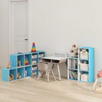 Furinno PASIR Book Shelf, 2-Tier Modern Bookshelf, Open Shelves Bookcase 9 x 12 x 21, for Living Room, Bedroom, Home Office, Light Blue/White