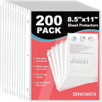 200 Pack Sheet Protectors 8.5 x 11 inch Clear Page Protectors for 3 Ring Binder, Plastic Sleeves for Papers, Document