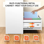INTERGREAT Lateral File Cabinet 2 Drawer, White Metal File Cabinets for Home Office, Locking File Cabinet for Letter/Legal/F4/A4 Size Hanging Files, Easy Assembly