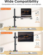 RGB Monitor and Laptop Mount Stand with 3 USB Ports, Charging and USB Data Transfer, Adjustable laptop stand for 13" to 32" Screen and 11"-17” Laptop, Holds 18lbs/Arm, 75x75/100x100 VESA, C-Clamp