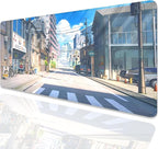 Anime Tokyo Street Japanese Mouse Pad,Large Extended Gaming Mouse Mat with Stitched Edges,Non-Slip Waterproof Rubber Base Desk Mat for Office Work Home Games Desk Pad(27.5X11.8 in)