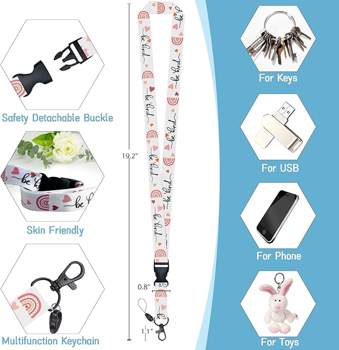 ID Badge Holder with Breakaway Lanyard, Lanyards for ID Badges Name Tags ID Card Holder, Cute Badge Reel Badge Clip Retractable, Teacher Nurse Student School Office Gifts, Positivity Design
