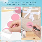 2 Inch Round Color Coding Labels (500 Count) - Pink Dot Stickers Circle Labels with Dispenser Box for Warehouse, Filing, Industrial, Office Organization