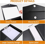 HUA JIE A4 Storage File Boxes Plastic Archives Cases with Clip, PVC File Folder Organizer Document Storage Filing Box for office,32.5×6.5×24 cm, Black(Pack of 6)