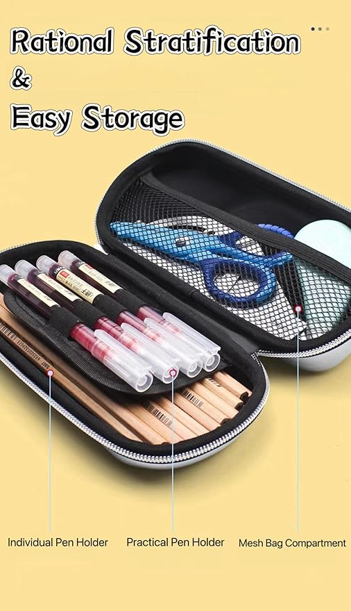 XZR Supercar Pen Case Box Bag Stocking Stuffers Large Capacity Organizer Cool Supercar Pencil Bag Storage Box EVA Material Nice Gift (Silver)