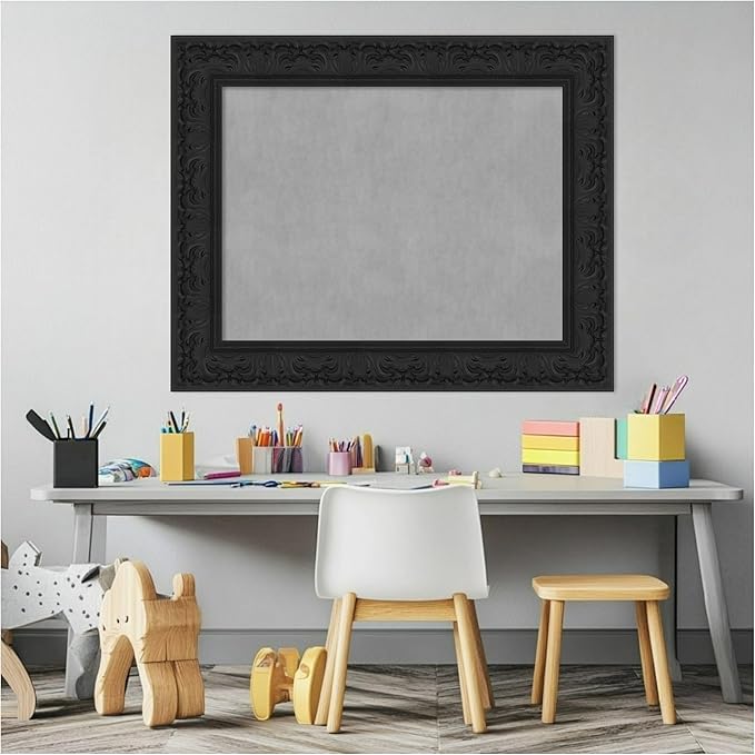 Amanti Art Black Framed Magnetic Board 25x31 Medium Vision Board for use with Magnets, 100% Metal Sheet to Display Items as Office Decor or for Home Organization in mudroom, Kitchen or Kids Room