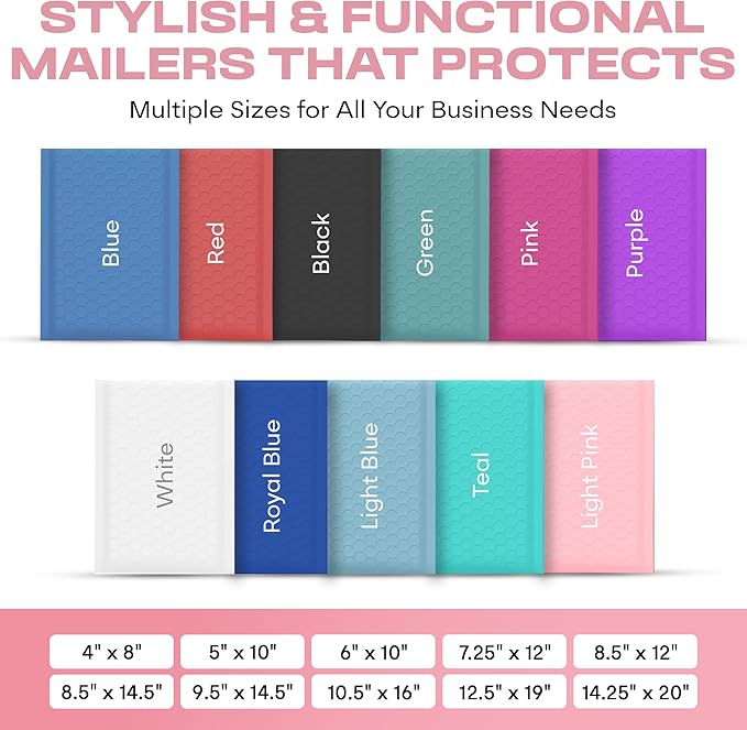 Light Pink Extra Large Poly Bubble Mailers 14.25x20 inch #7 | Self Seal Large Padded Envelopes | Air Cushioned Bubble Mailer | Usable Size 14.25x19 Lightweight Mailing Shipping Bags| 50 Pack Bulk