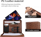 ProCase Portfolio Business Padfolio Folder with Zipper, Conference Meeting Executive File Legal Document Organizer with Pockets Letter Size A4 Writing Pad Notepad Padfolio -Brown