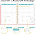 2026 Planner - Planner 2026 from January 2026 to December 2026 with 12 Monthly Tabs, Flexible Cover, Inner Pocket, 8.5" x 11", Pink-A