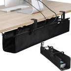 MAXECHO Under Desk Cable Management Tray 28" - Clamp on Wire and Cable Organizer for Storage and to Hide Cords - Ideal for Home Office - Premium Black Fabric Design