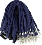 Ollain 25 Pack Breakaway Lanyard with J-Hook Bulk Flat Lanyards for Name tag ID Badges (Midnight Blue, Breakaway 25 Pack)