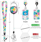 Giancomics Tropical Plant Lanyards for Id Badges, ID Badge Holder with Retractable Reel, Teacher Lanyard with Keychain Clip Name Tag Card Holder for Women Gift