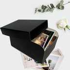 Lineco 4x6 Photo Storage Box, with 12 Acid-Free Envelopes, Holds Up to 1000 3.5" x 5", or 4" x 6" Photos, Metal Edge Archival Storage Box for Photos Stickers Stamps Seeds, 5.5x7.5x11. Black