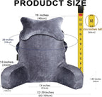 SLIGUY Reading Pillow for Sitting in Bed Couch Adult, Back Pillow with arm Support and Pockets, Adult Back Pillow Bed Chair for Bed Rest, Reading, Watching TV, Gaming for Boys and Girls Dark Grey