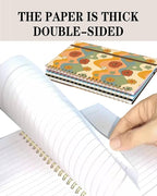 DHGPTS Spiral Journal Notebook, A5 Cute Notebooks for Women Men, College Ruled Hardcover Notebook for Work & Note Taking, 60 Pages Double-Wire Journals for Writing, Retro Boho Flowers