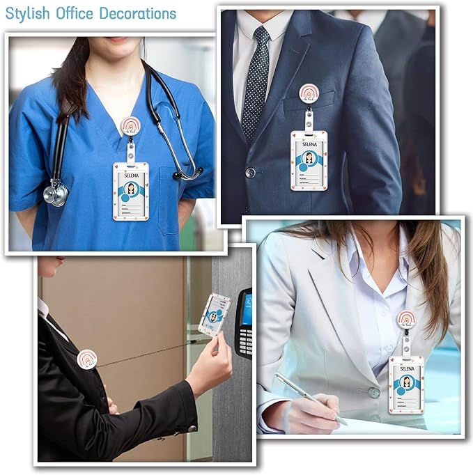 ID Badge Holder with Breakaway Lanyard, Lanyards for ID Badges Name Tags ID Card Holder, Cute Badge Reel Badge Clip Retractable, Teacher Nurse Student School Office Gifts, Positivity Design