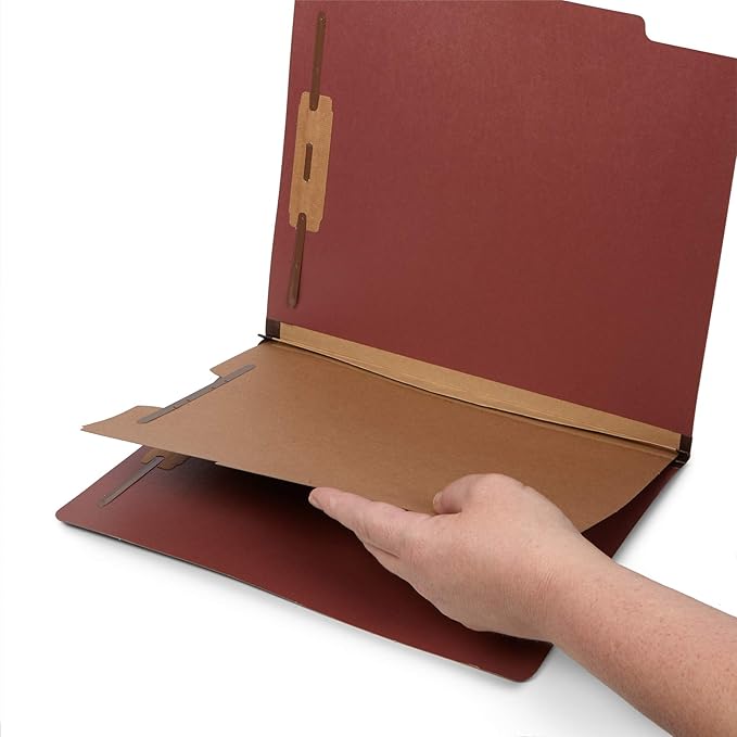 Blue Summit Supplies 30 Letter Size Classification Folders, 1 Divider, 2 Inch Tyvek Expansions, Durable 2 Prongs Designed to Organize Standard Law Client Files, Office Reports, Brick Red