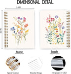 JWVK Vintage Wild Flower Botanical Plant Notebook 05,Rustic Spring Floral Cottagecore Notebook Journal for Work Office School Student Teacher,Hardcover Spiral Notebook 5.5x8.7