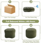 MeMoreCool Stuffed Round Pouf Ottoman Foot Rest, Soft Plush Floor Pouf Foot Stool, Corduray Footstool Footrest, Small Round Ottoman for Living Room Couch Sofa Chair, 20x15 Inch Green