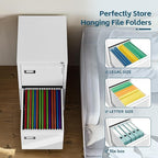MIIIKO White 2 Drawer File Cabinet, Vertical Filing Cabinet with Lock, Home Office Storage Cabinet for Letter Legal A4 File Size