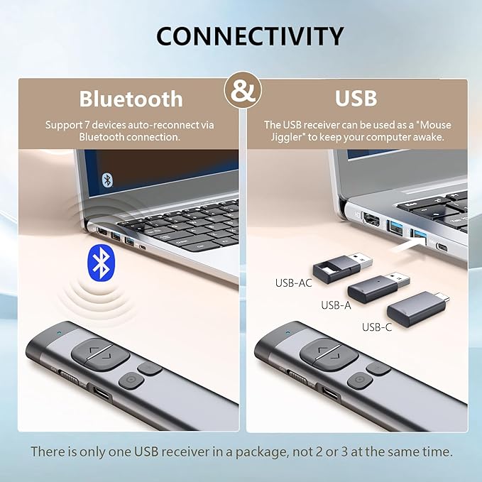 Norwii N97s TV Screen Presentation Clicker for powerpoint presentations, powerpoint clicker, Presentation Remote, Bluetooth Wireless Presenter, Digital Pointer for TV Screen Under Win/Mac