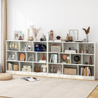 Tangkula 10-Cube Bookshelf, 55”L Floor Bookcase with 2 Anti-Tipping Kits, Freestanding Storage Organizer, 4-Tier Display Shelf for Home, Office & Dorms, Natural/White (White, 10-Cube-Large)