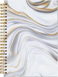 BitKan White & Gold Marble Spiral Notebooks - Minimalist White Gold Marble Design Hardcover Journals for Daily Notes/Planning/Note Taking, Stylish Sleek Gifts for Women/College Students/Worker