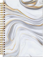 BitKan White & Gold Marble Spiral Notebooks - Minimalist White Gold Marble Design Hardcover Journals for Daily Notes/Planning/Note Taking, Stylish Sleek Gifts for Women/College Students/Worker
