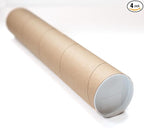 Packhorse Supply 4-pack Kraft Mailing Tubes with Caps | 3-inch x 18-inch Usable (19" total length) | Heavy-Duty Cardboard Poster Tubes for Shipping and Storage of Documents and Art
