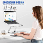 JOYEKY Laptop Stand for Desk, Adjustable Computer Stand with 360° Rotating Base, Ergonomic Laptop Riser for Collaborative Work, Foldable & Portable Laptop Stand, fits for All 10-16" Laptops