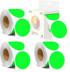 2 Inch Color Coding Round Labels (2000Pcs, 4 Rolls) - Round Colored Dot Stickers for Inventory, Pantry, Warehouse Organization - Fluorescent Green Circle Dot Labels