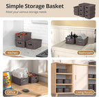 ZFTMRR Plastic Storage Basket with Lid, Stackable Small Box Bins for Organizing and Containers for Shelves Drawers Desktop Closet Playroom Pantry Classroom Office Home, 8 Pack 10.2x7.2x4.1 Inch, Brown