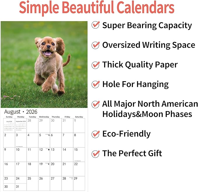 2026 Wall Calendar,Calendar 2026, November 2025 - December 2026, Wall Calendar Happy Dog, 12" x 24" Opened,Full Page Months Thick & Sturdy Paper for Gift Perfect Calendar Organizing & Planning