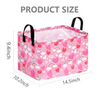 FUULOXE Rectangular Valentines Basket Storage Bin for Shelves Girls Gifts Baskets Foldable Box with Handles for Home Office Car Dormroom Valentine's Day Party Supplies