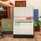 Large Desk Calendar 2026, 9.9" × 8.7" Standing Flip Desktop Calendar from Now to December 2026 - Metal Ring Twin-Wire Binding Monthly Desk Calendar for Home Office School (L-Green)