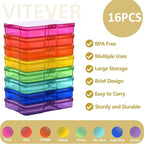 Haundry Photo Storage Box with 16 Inner 4" x 6" Photo Case, Portable Storage Organizer with Handle Craft Keeper for Picture, Stickers, Stamps, Screws, Hair Clips, Colored