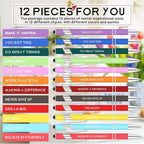 Zonon 12 Pcs Inspirational Pens Bulk Funny Ballpoint Pen with Stylus Tip Motivational Gifts for Valentine's Day Teacher Coworkers Nurse School Office Supplies(Assorted Color,Motivational Style)