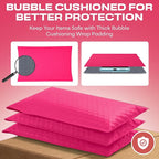 Fuchsia Small Poly Bubble Mailers 6x10 inch #0 | Self Seal Padded Envelopes | Cushioned Bubble Mailer | Usable Size 6x9 | WaterProof | Lightweight mailing Shipping Bags | 250 Pack Bulk | Made in USA