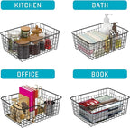 HDYOUDO Metal Black Large Wire Basket Food Storage Organizer,pantry organizers and storage for Organizing Kitchen Cabinets potato onion, 2 Pack